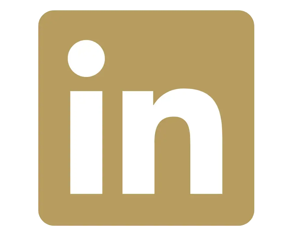 LinkedIn logo: gold circle with white letter i